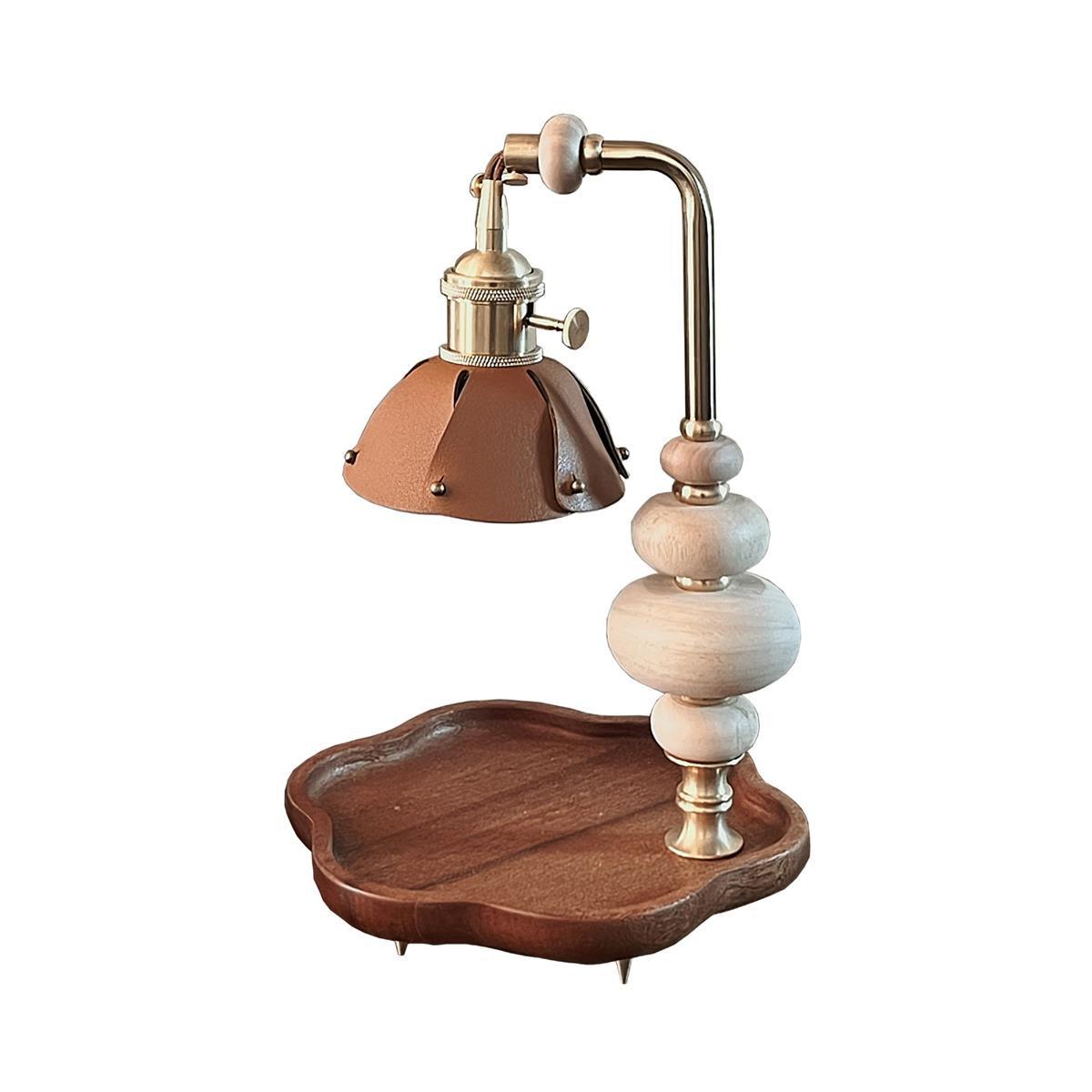 Walnut Flower Tray Table Lamp 7.1