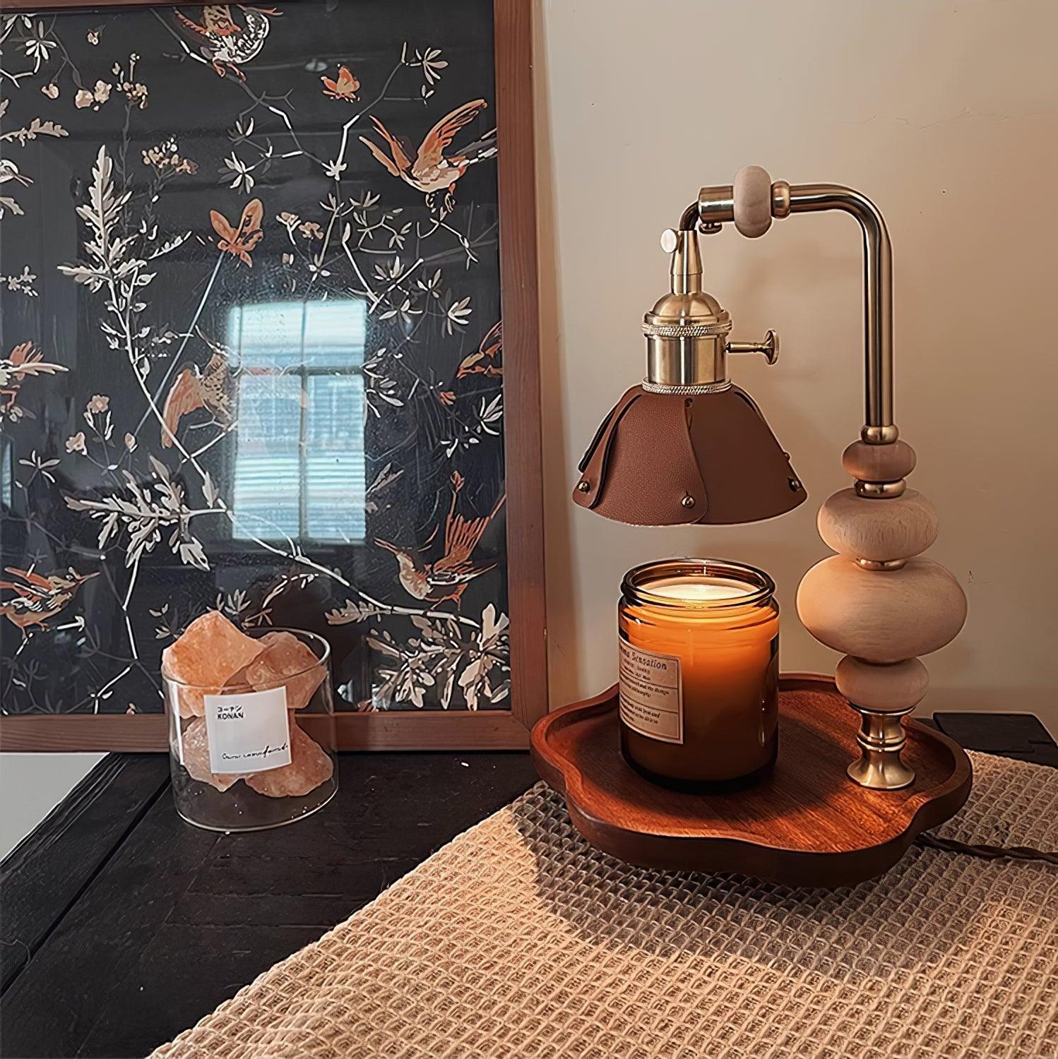 Walnut Flower Tray Table Lamp 7.1