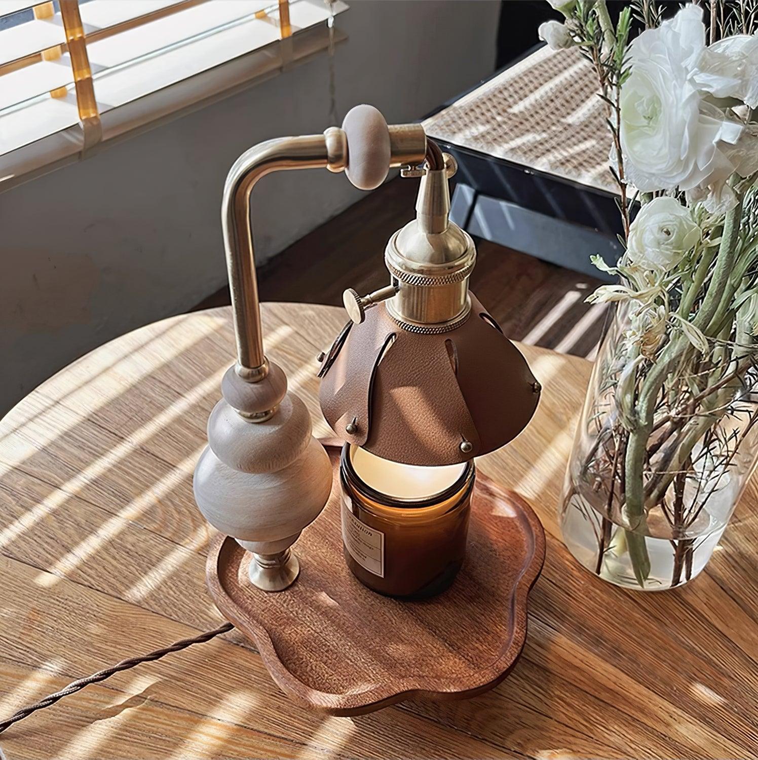 Walnut Flower Tray Table Lamp 7.1
