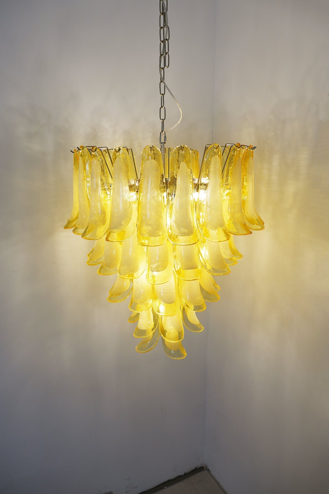 Close-up angle of Wave Murano Glass Chandelier showing form and material detail