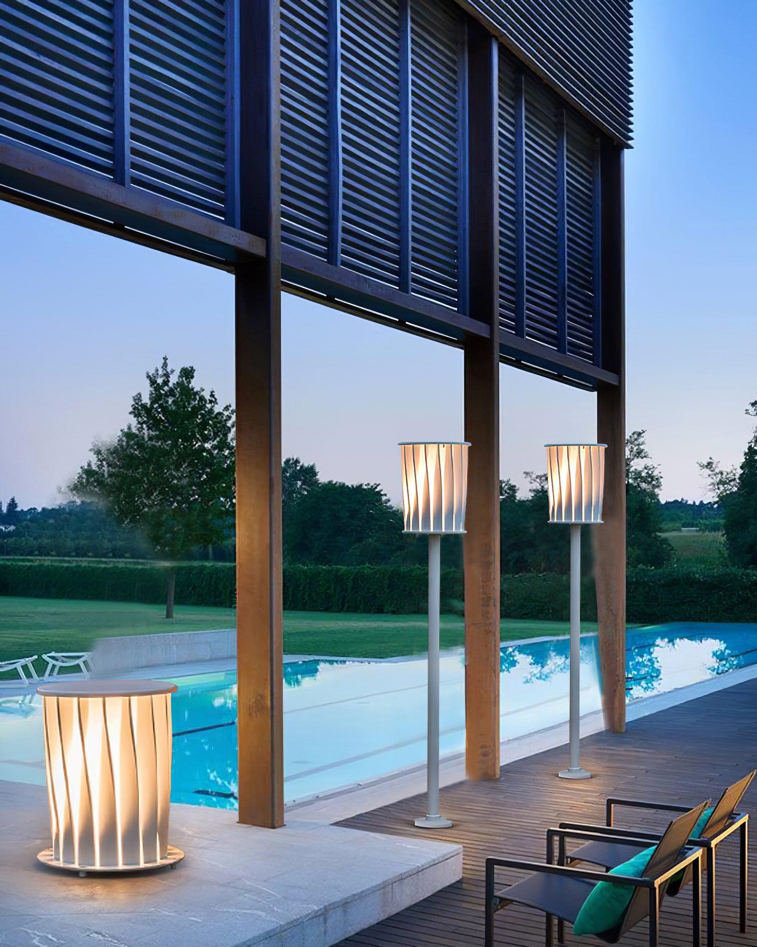 White Column Outdoor Light Floor Lamp