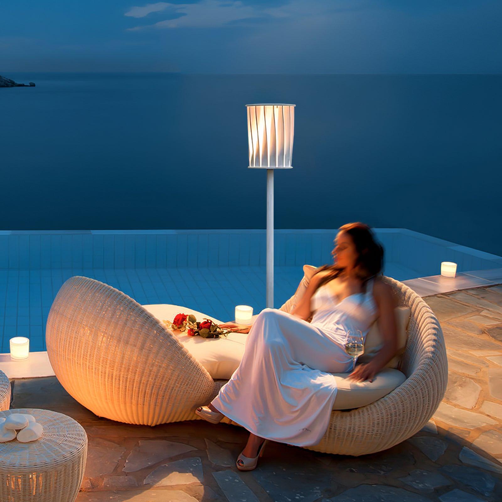 White Column Outdoor Light Floor Lamp