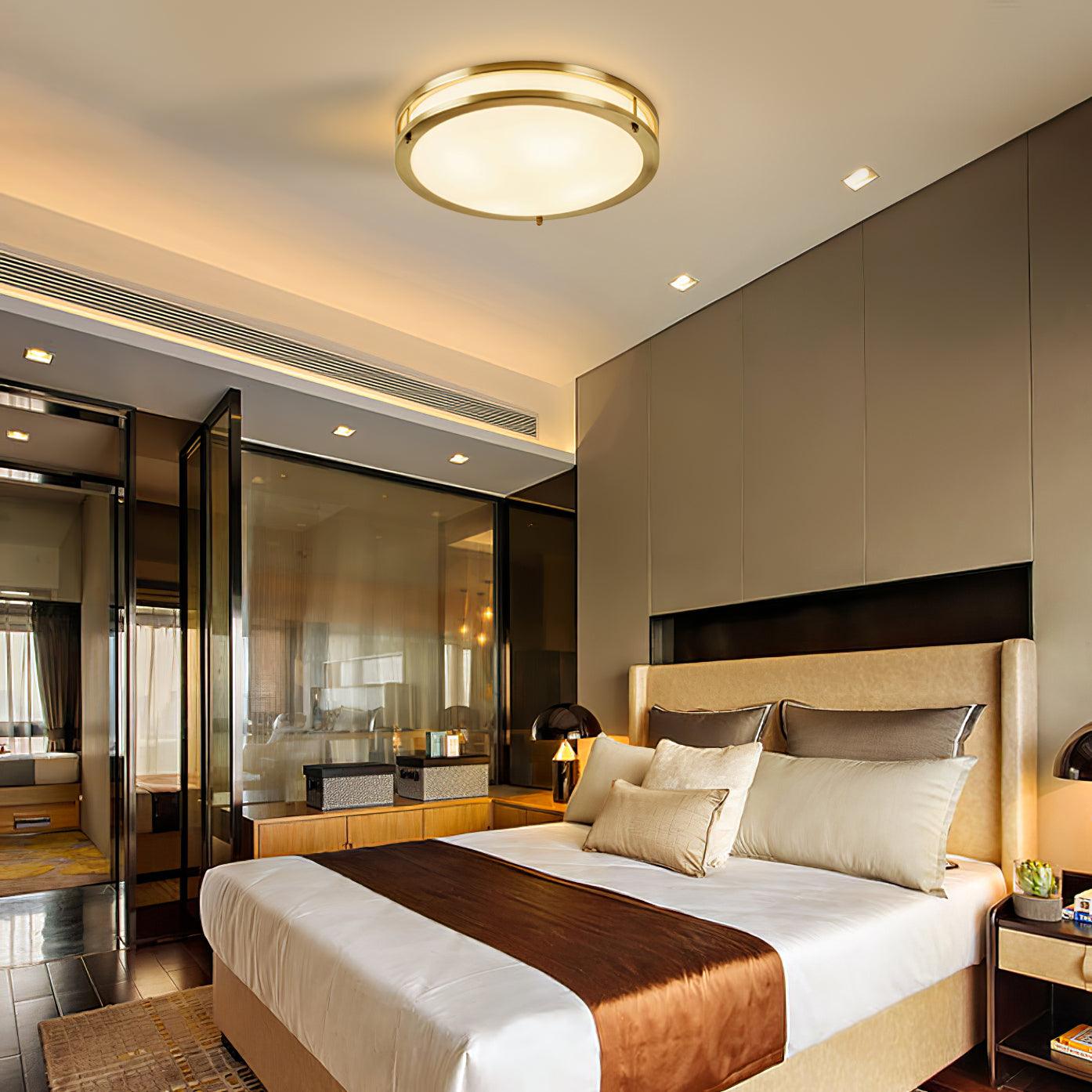 Whittier Natural Brass Flush Ceiling Light
