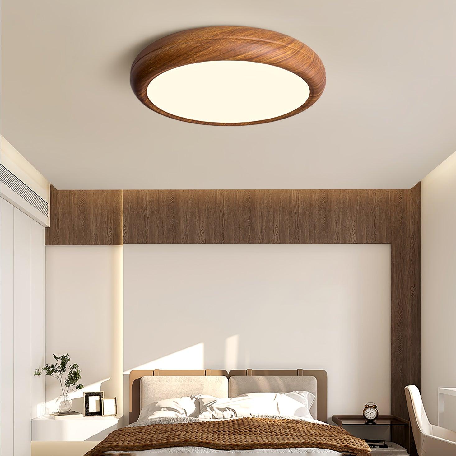 Wood Grain Round Overhead Light Ceiling Lamp
