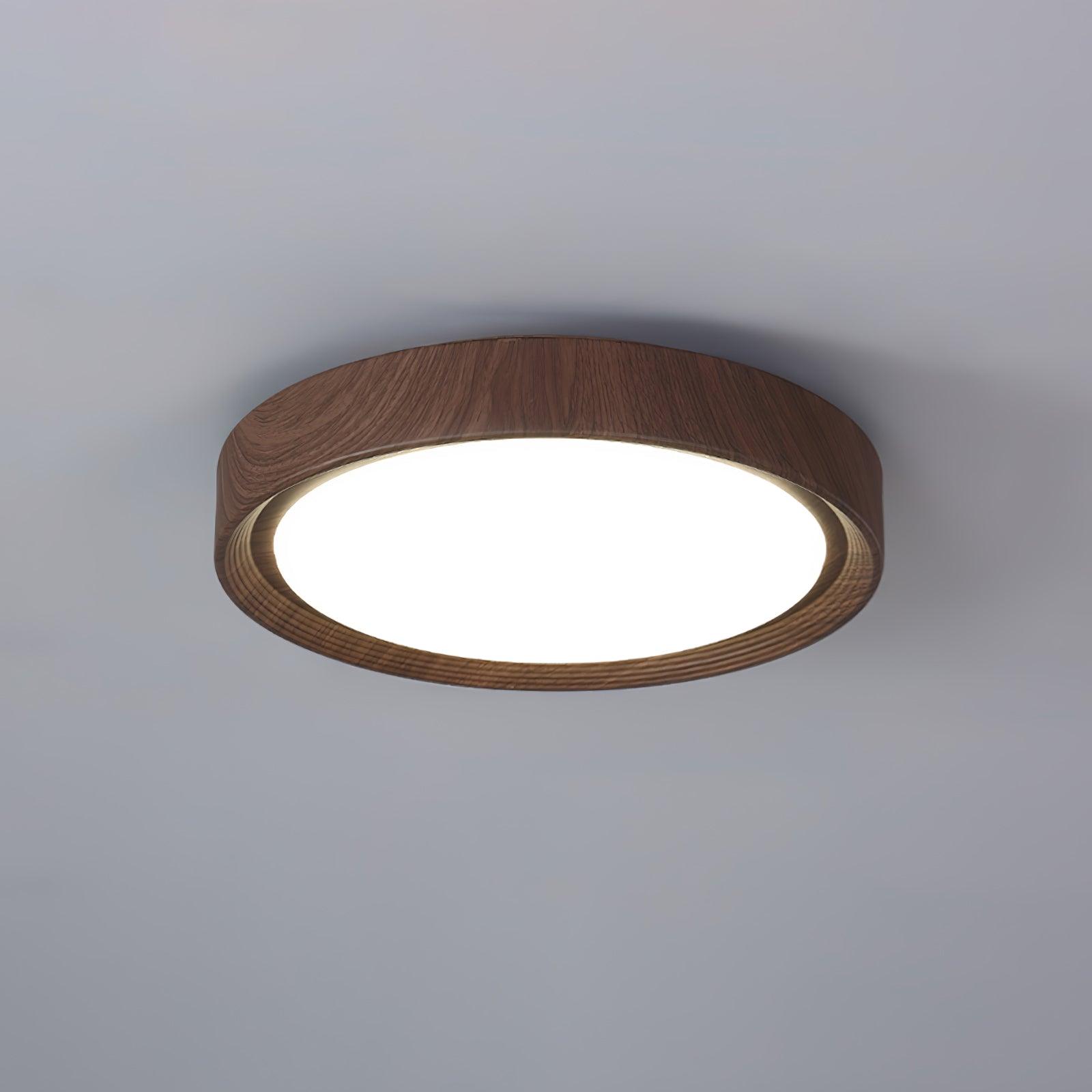 Wood Grain Round Overhead Light Ceiling Lamp