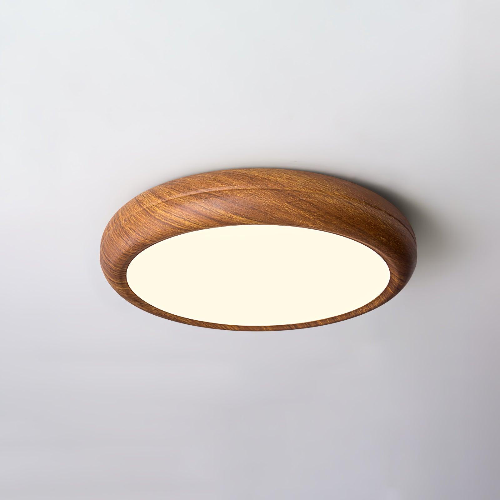 Wood Grain Round Overhead Light Ceiling Lamp