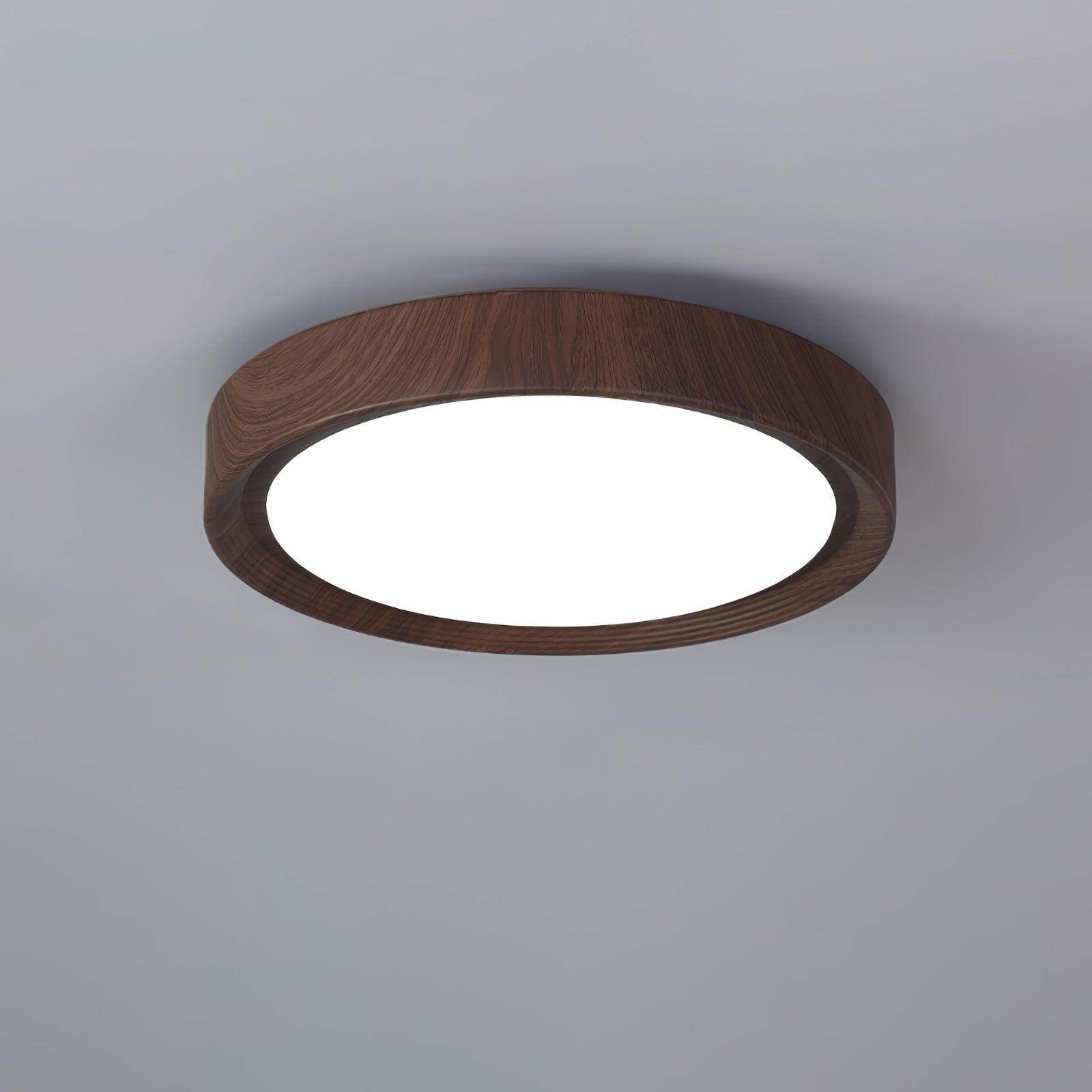 Wood Grain Round Overhead Light Ceiling Lamp