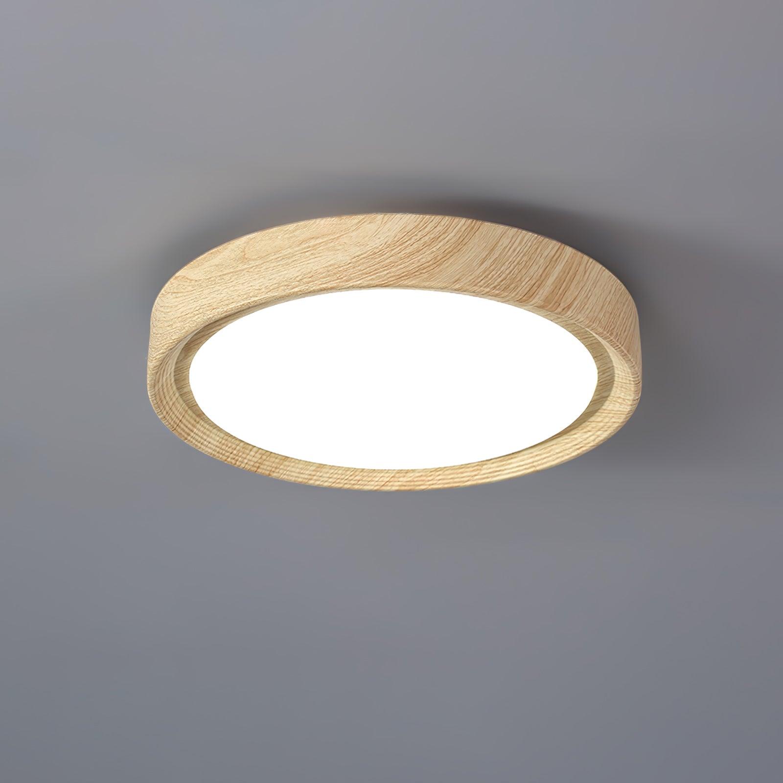 Wood Grain Round Overhead Light Ceiling Lamp