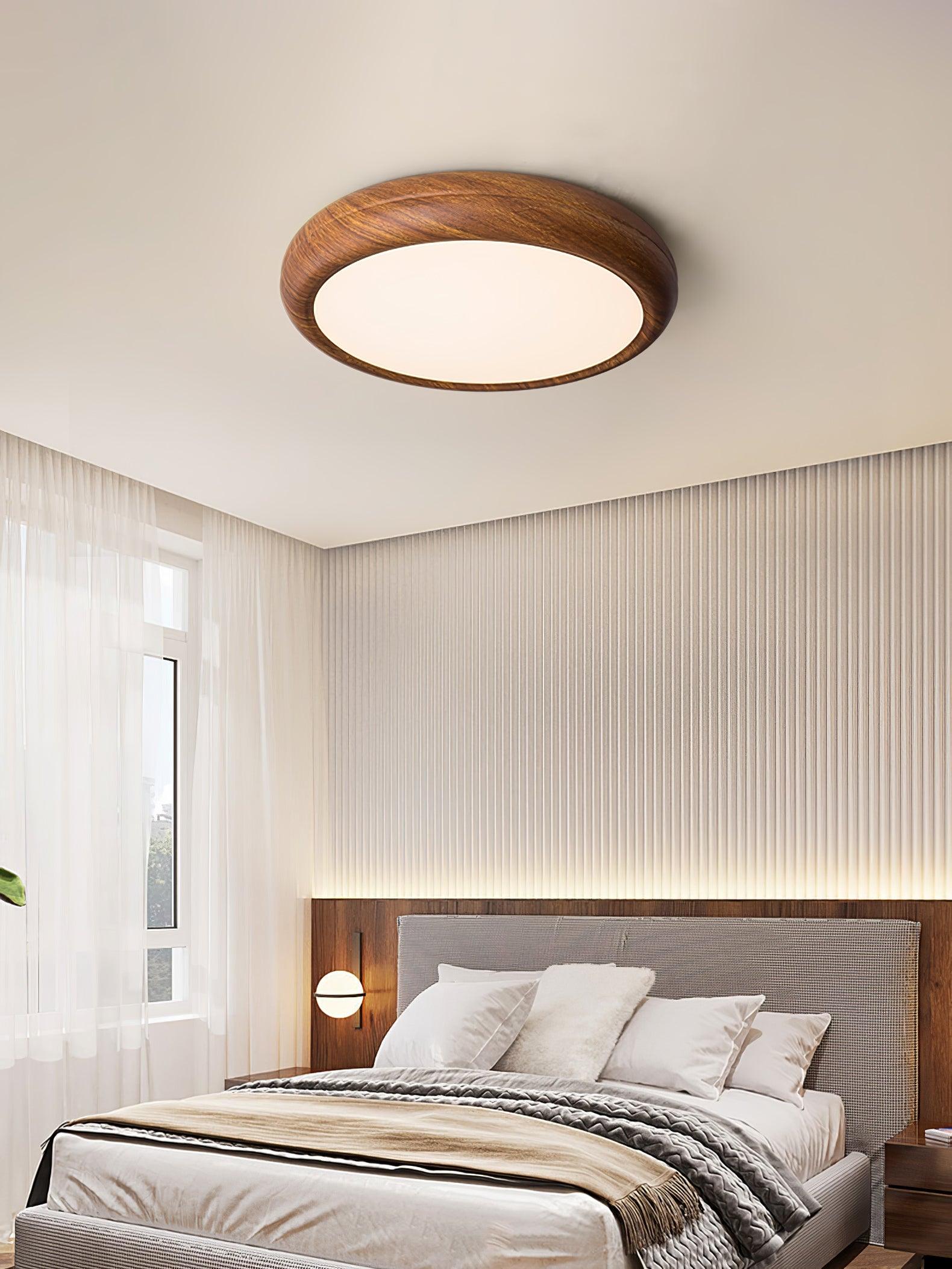 Wood Grain Round Overhead Light Ceiling Lamp