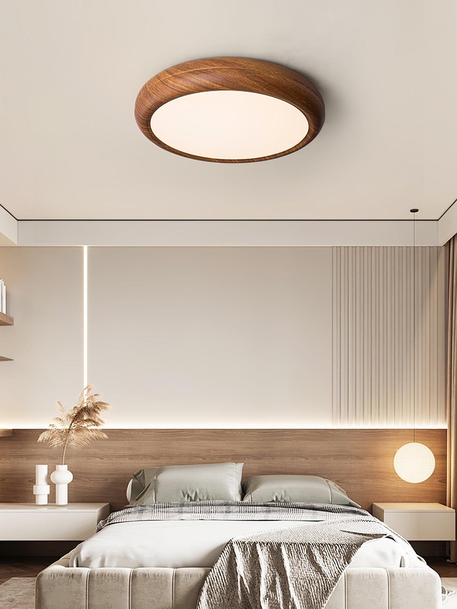 Wood Grain Round Overhead Light Ceiling Lamp