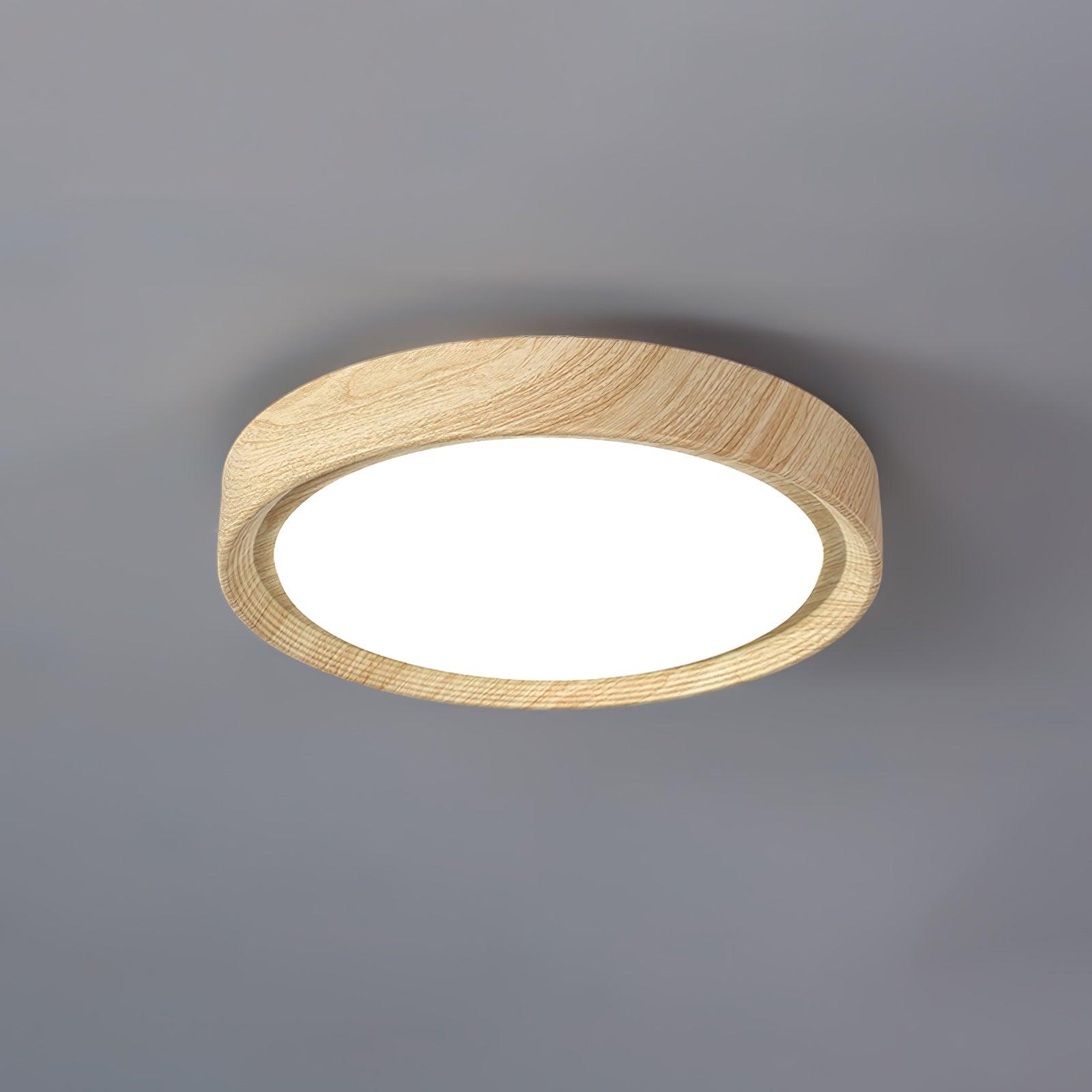 Wood Grain Round Overhead Light Ceiling Lamp