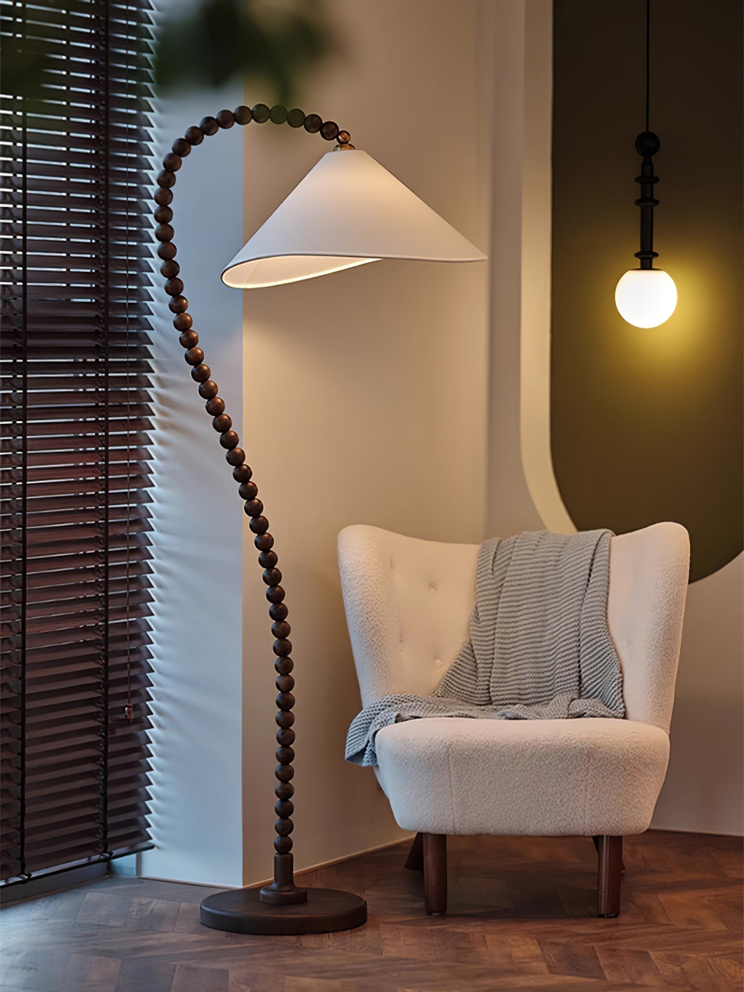 Wooden Bead Floor Light, Floor Lamp, detail 20