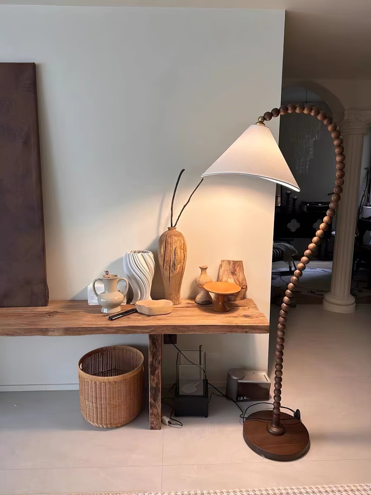Wooden Bead Floor Light, Floor Lamp, detail 9