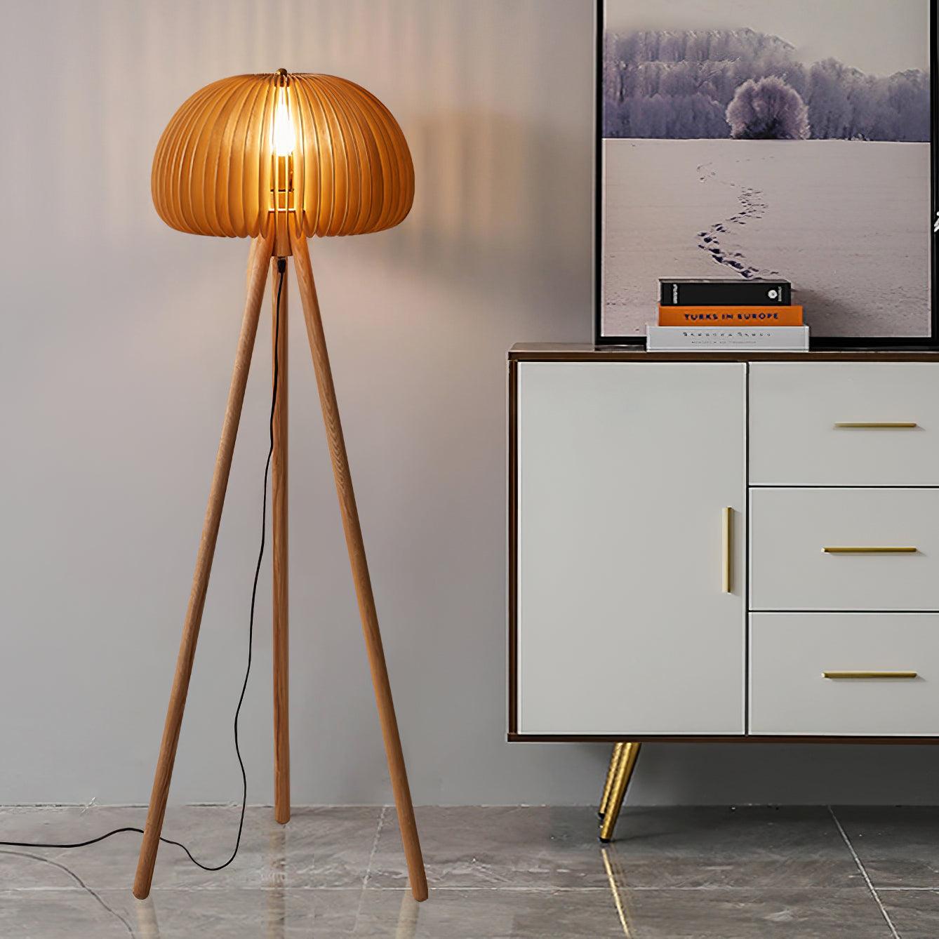 Wooden Pumpkin Floor Lamp detail view 2
