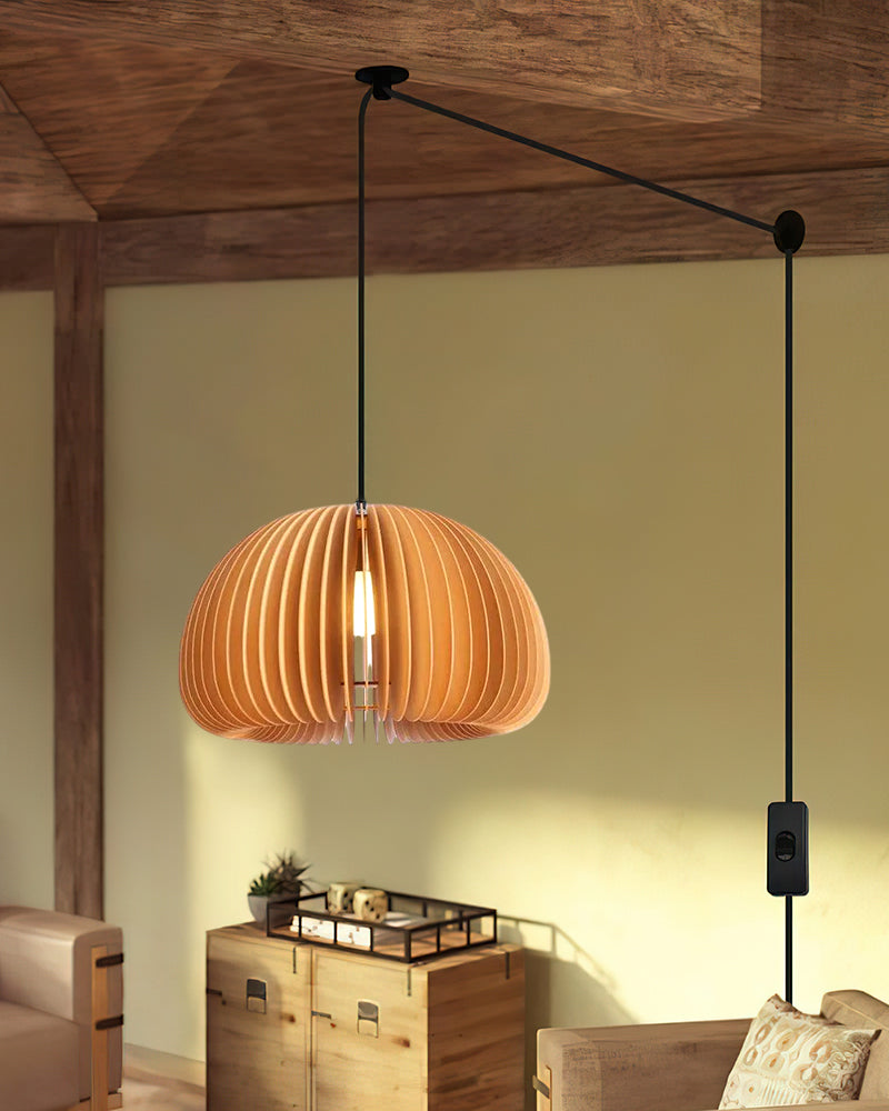 Wooden Pumpkin Swag Lights Pendant Light