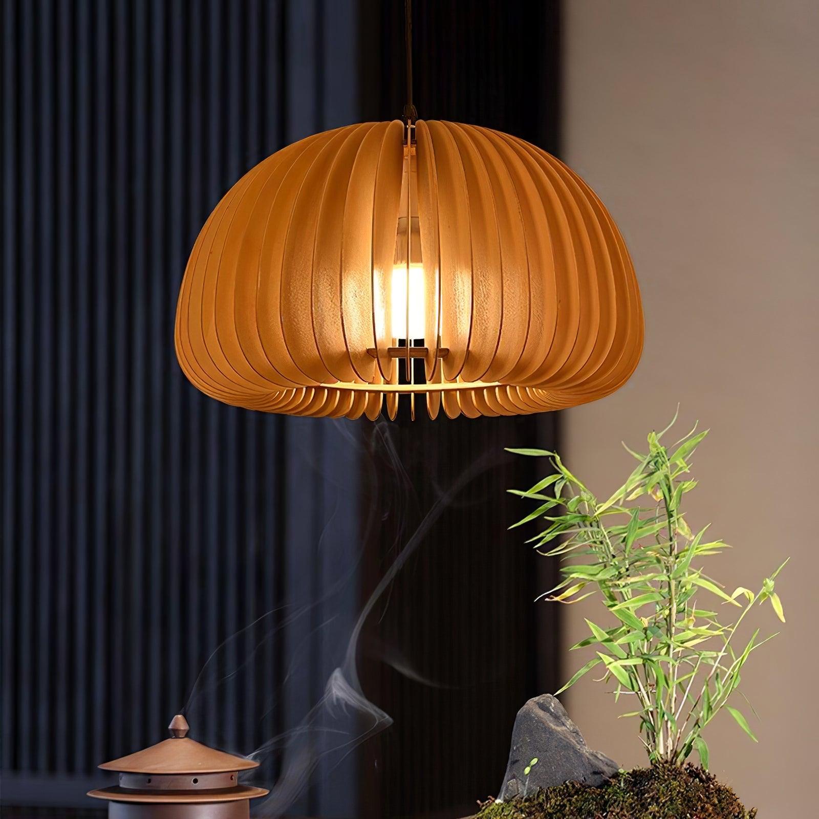 Wooden Pumpkin Swag Lights Pendant Light