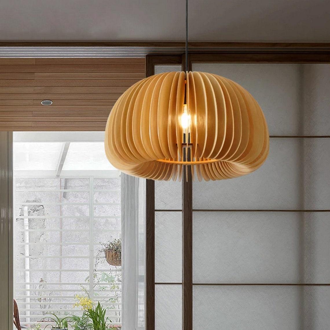 Wooden Pumpkin Swag Lights Pendant Light