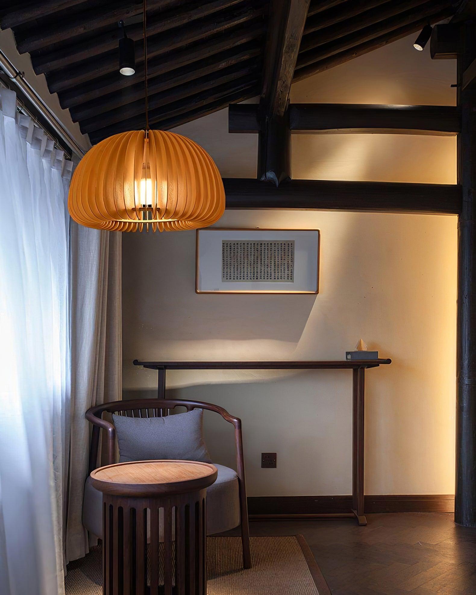 Wooden Pumpkin Swag Lights Pendant Light
