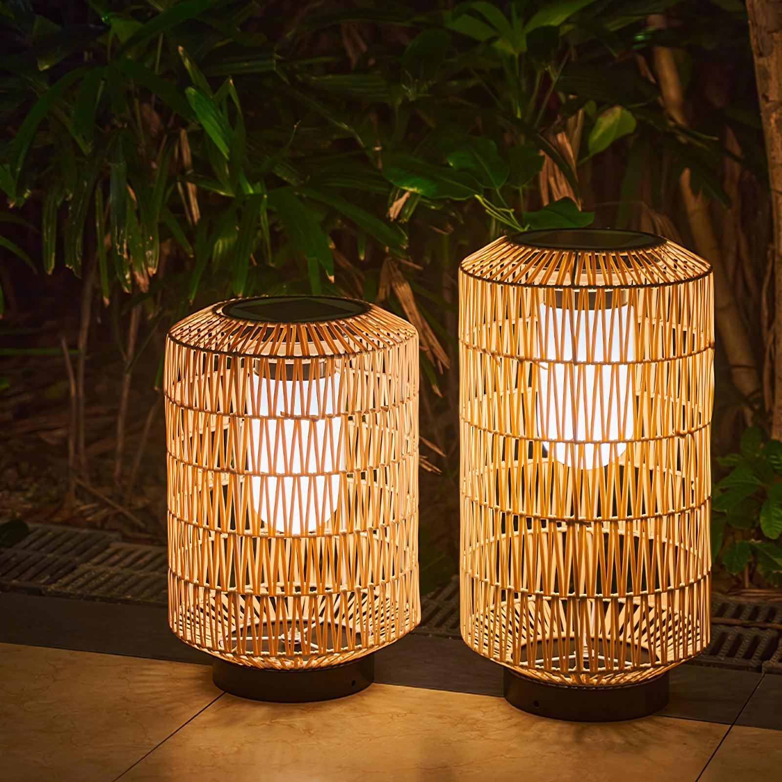 Woven Rattan Outdoor Lamp End Table