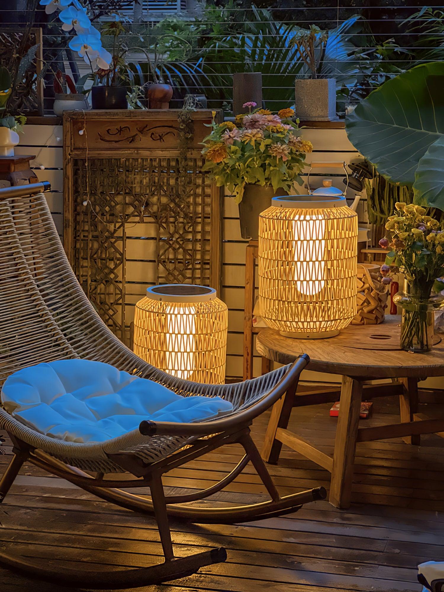 Woven Rattan Outdoor Lamp End Table