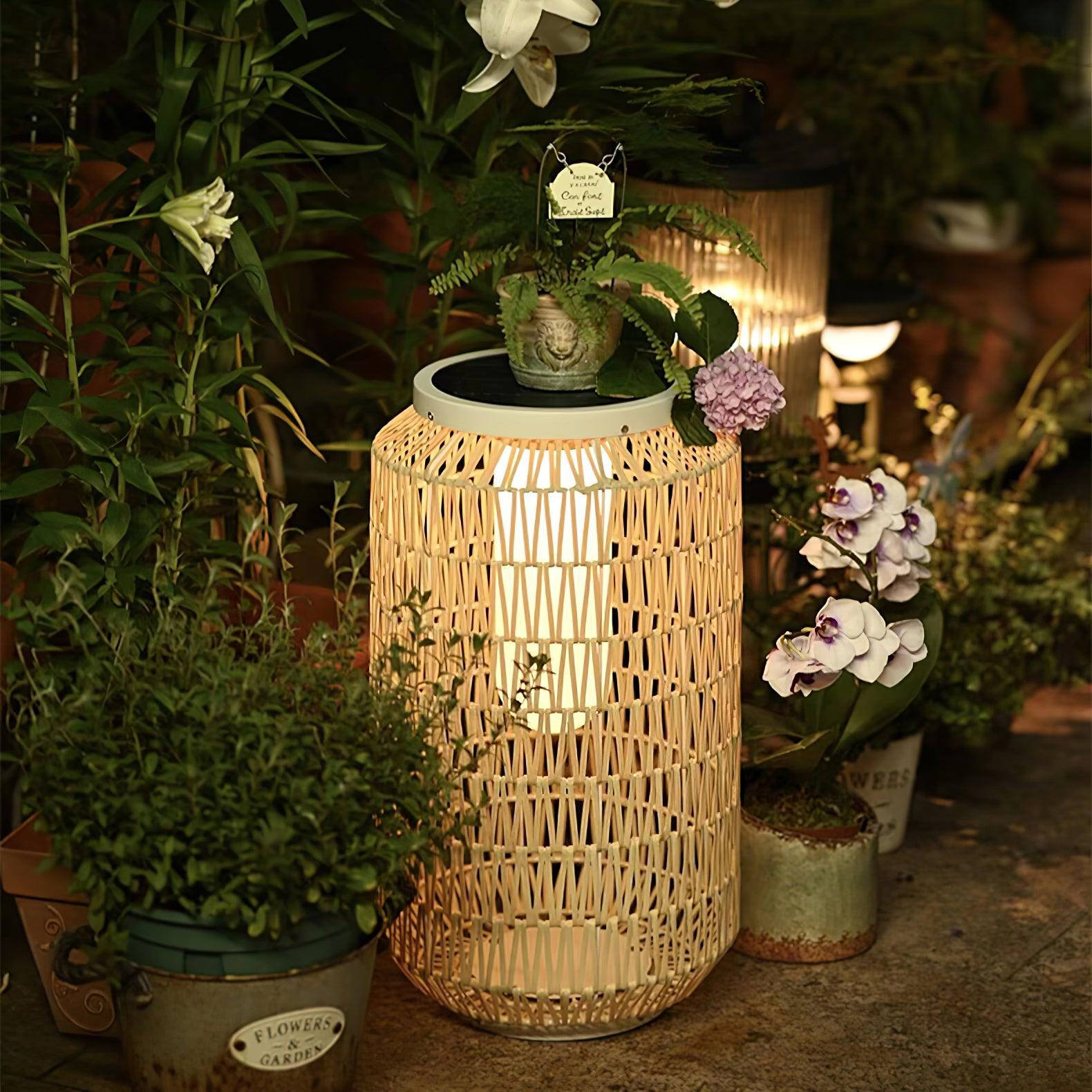 Woven Rattan Outdoor Lamp End Table