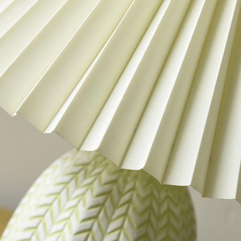 Vintage Tapered Pleated Linen Shade Ceramic 1-Light Table Light, Bedside Table Lamp, detail 5