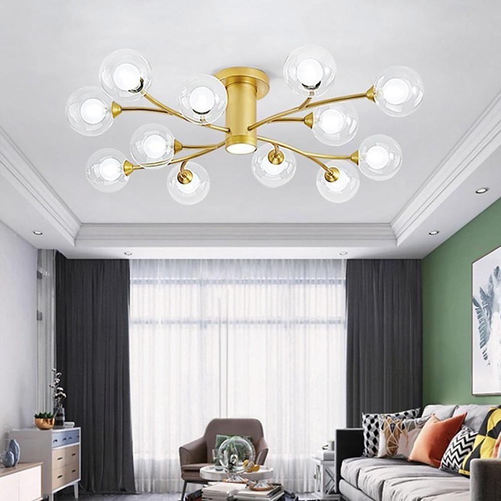 Globe Metal Glass Industrial LED Flush Mount Ceiling