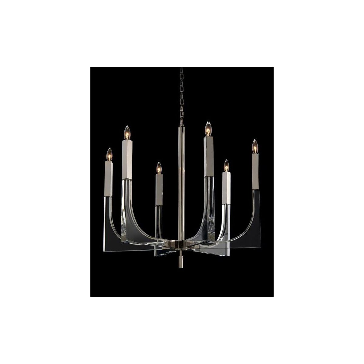 Leahs 6-Light 30-Inch Acrylic and Nickel Ceiling Chandelier