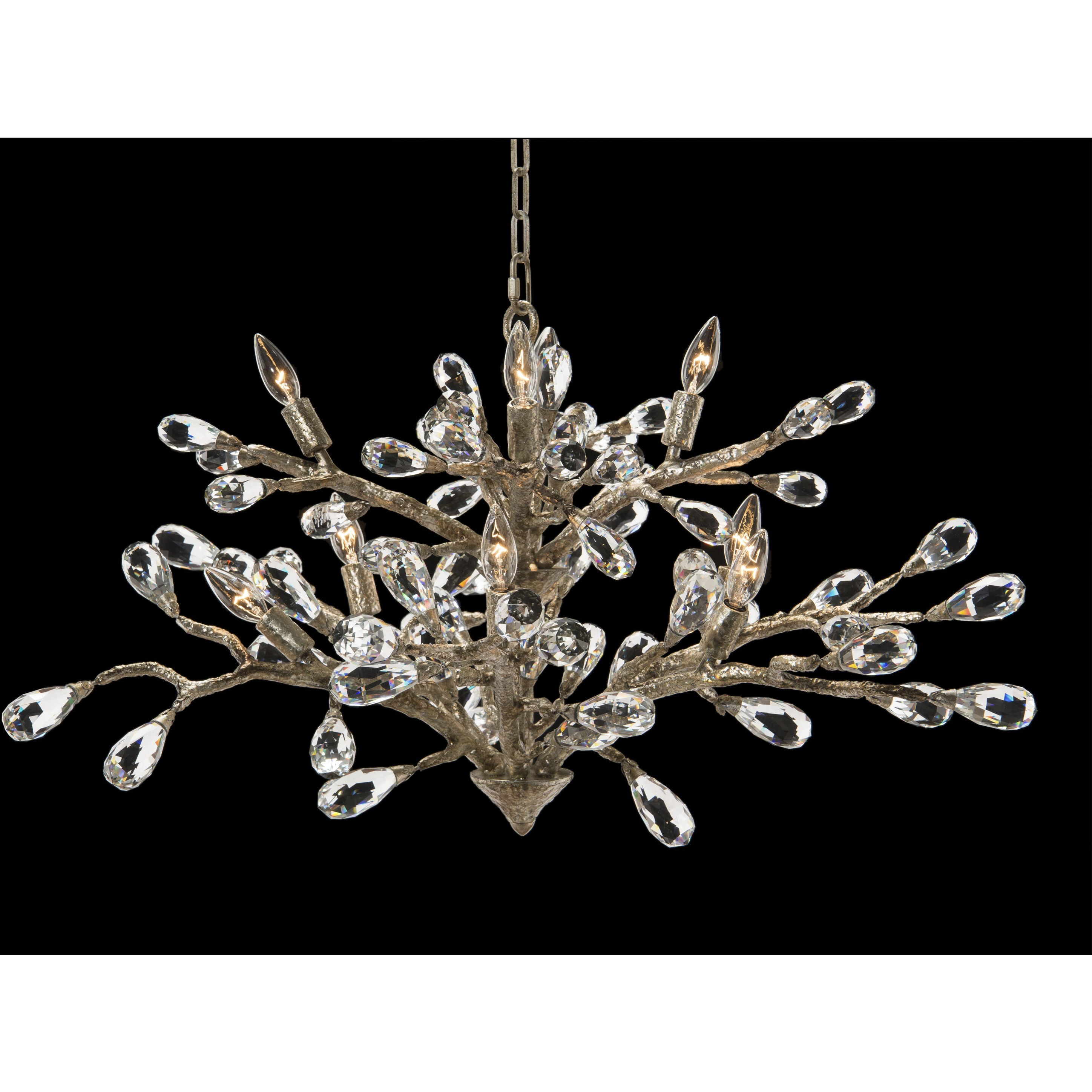 Sprouting 10-Light 39-Inch Vintage Silver Chandelier Ceiling Fi x ture