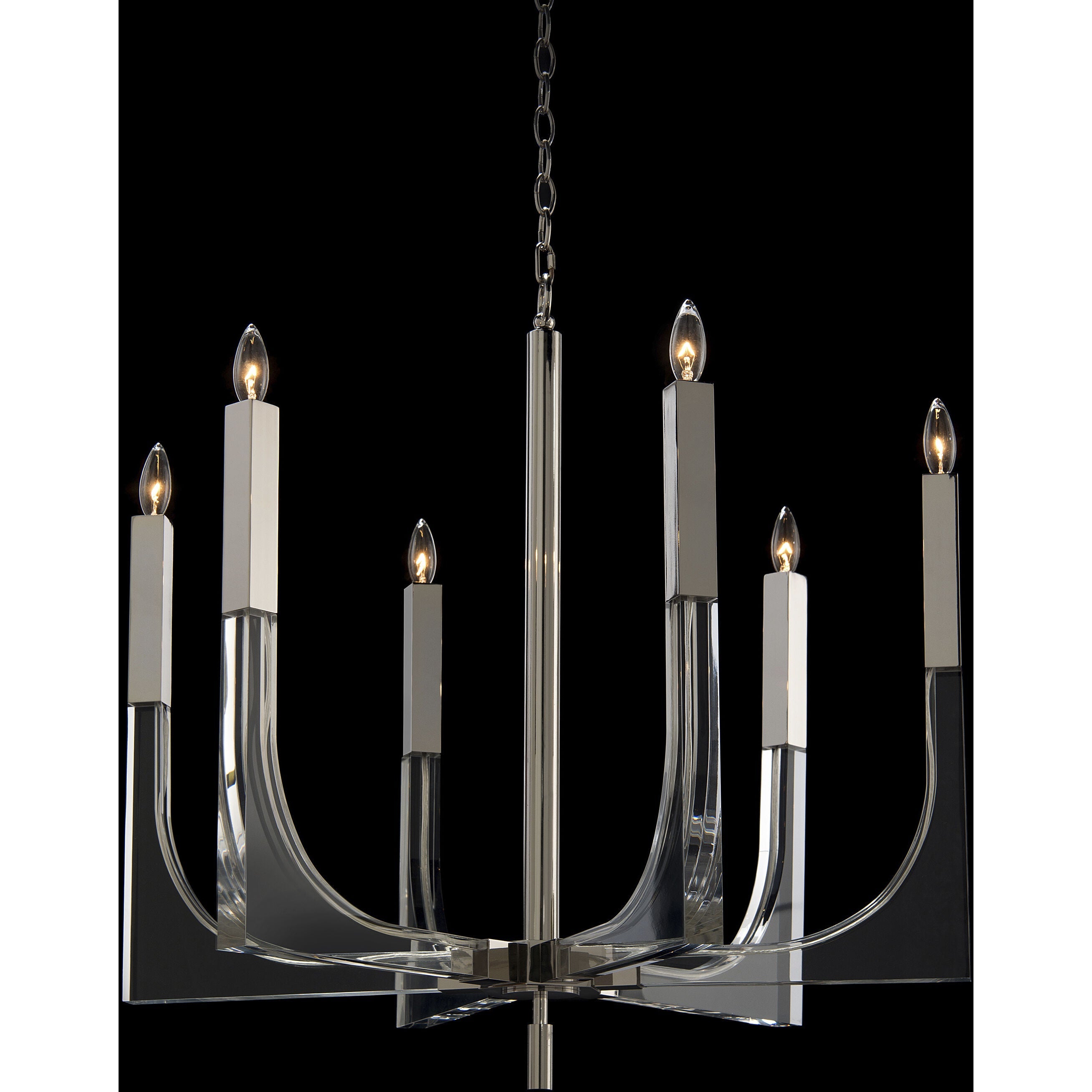 Si x -Light Acrylic and Nickel Ceiling Chandelier