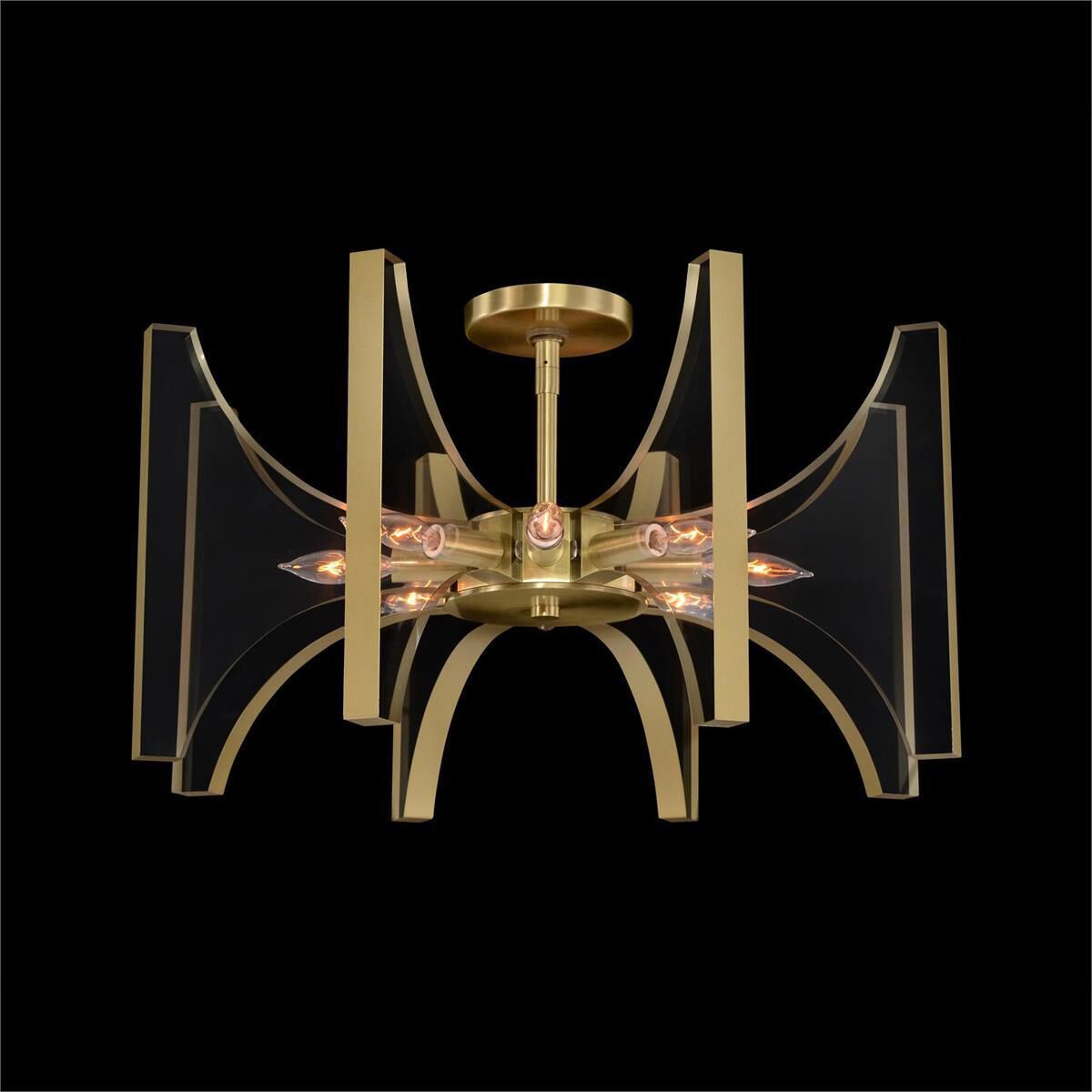 Genesis 8 Vintage Brass Semi-Flush Mount Ceiling Fi x ture