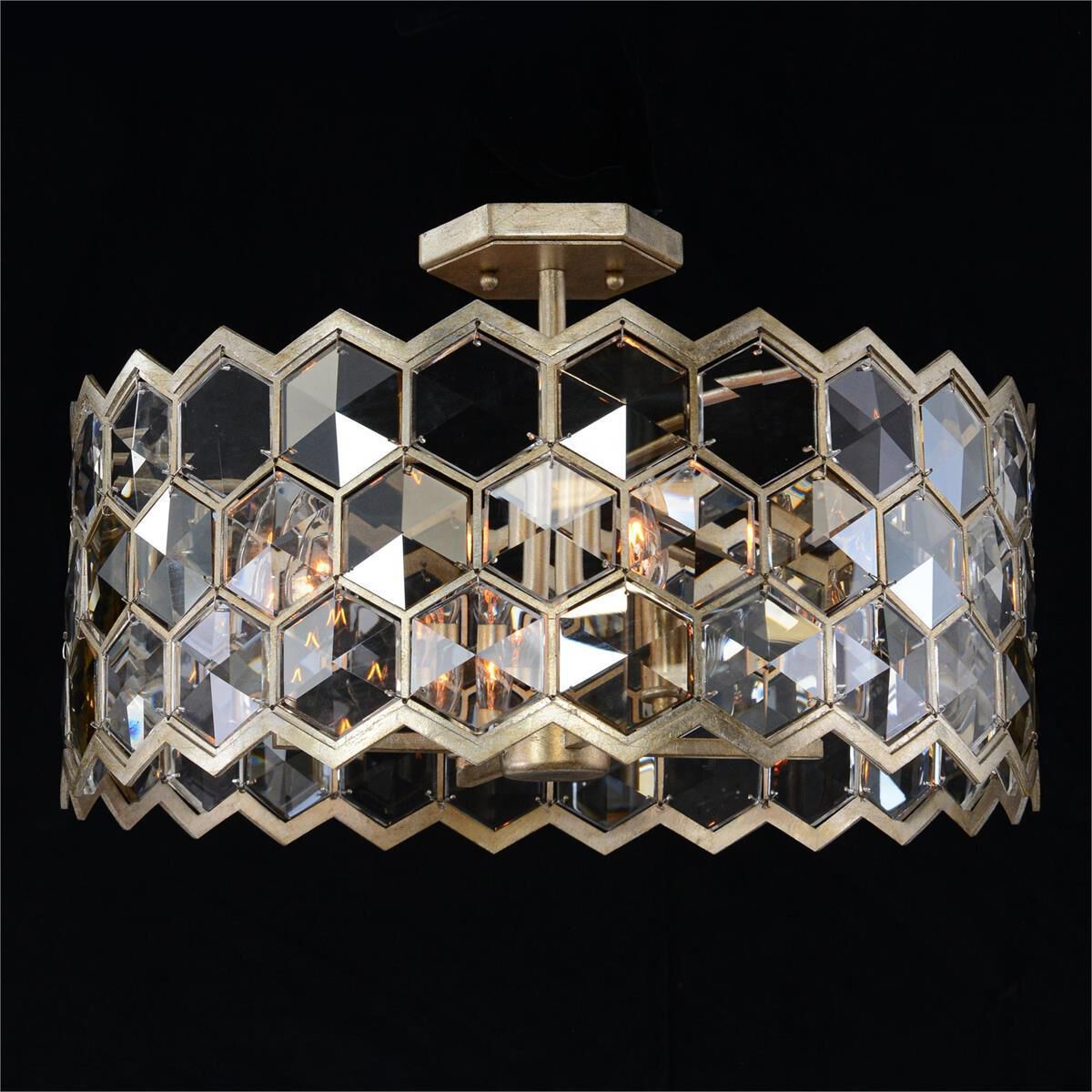Quad-Light 21 inch Silver Champagne Chandelier Ceiling Fi x ture