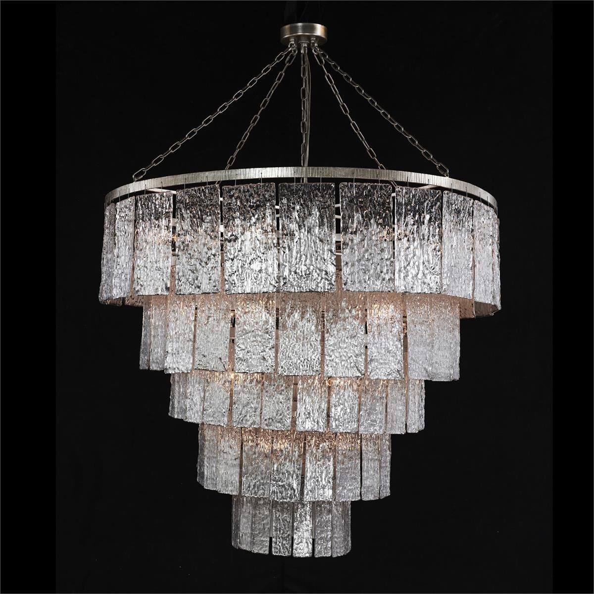 Twilighting 24-Light 50.25-Inch Silver Slumped Glass Chandelier Ceiling Fi x ture