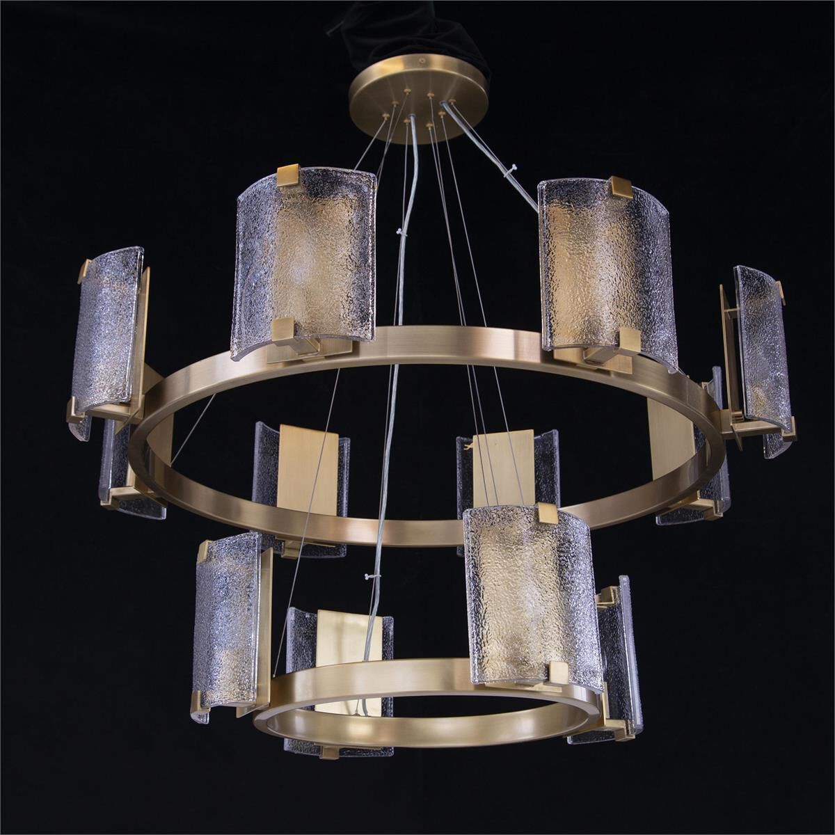 Claritas Series 12-Light 38-Inch Brass Two-Tier Chandelier Ceiling Fi x ture