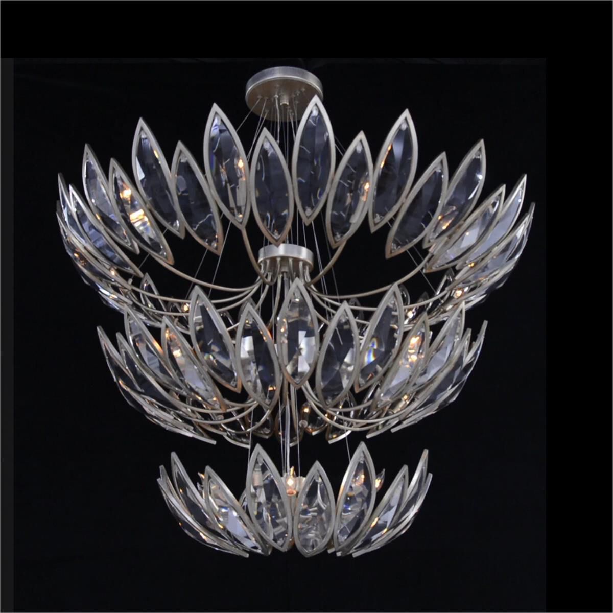 Petaline 27-Light 50.25-Inch Three-Tiered Chandelier Ceiling Fi x ture