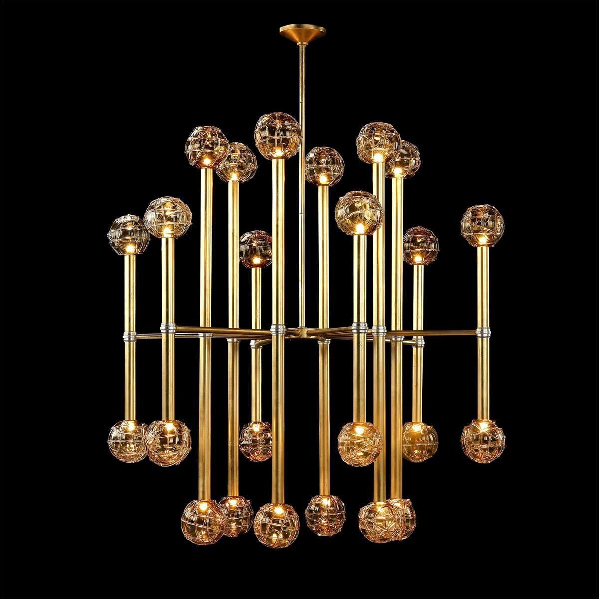 Fiammas 24-Light 43-Inch Gold and Silver Leaf Chandelier Ceiling Fi x ture