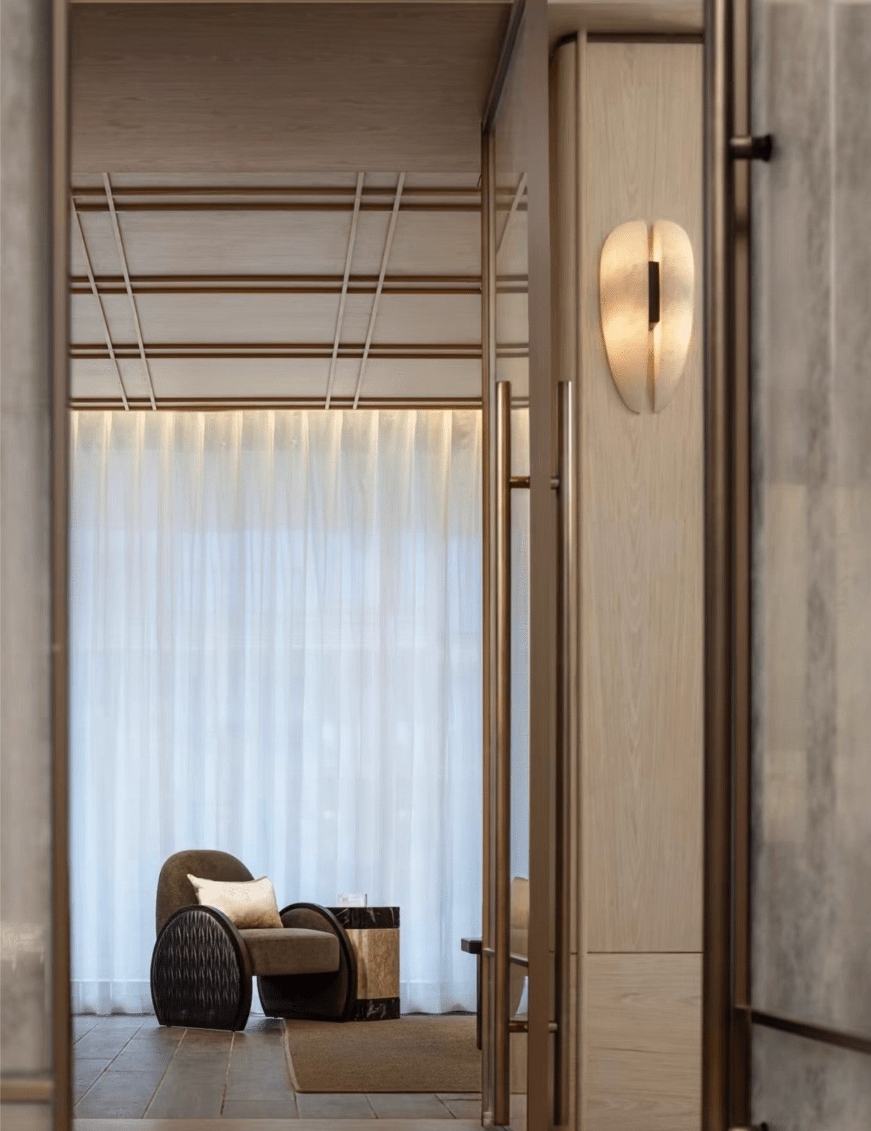 Alabaster Veil LED Wall Light, Bedroom Wall Sconce, detail 8