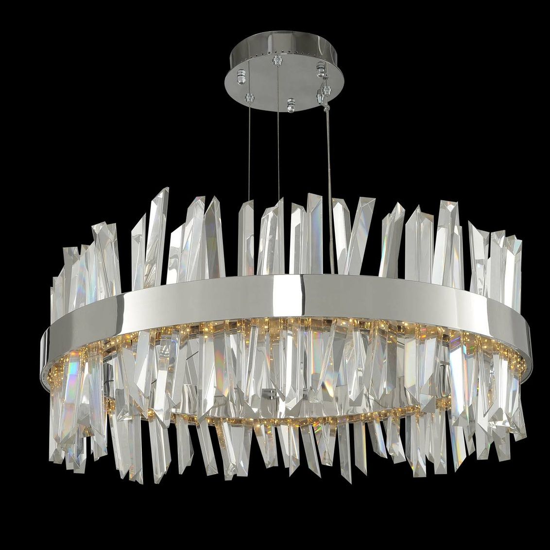 Glacier 25"W Chrome Crystal Round LED Light Chandelier