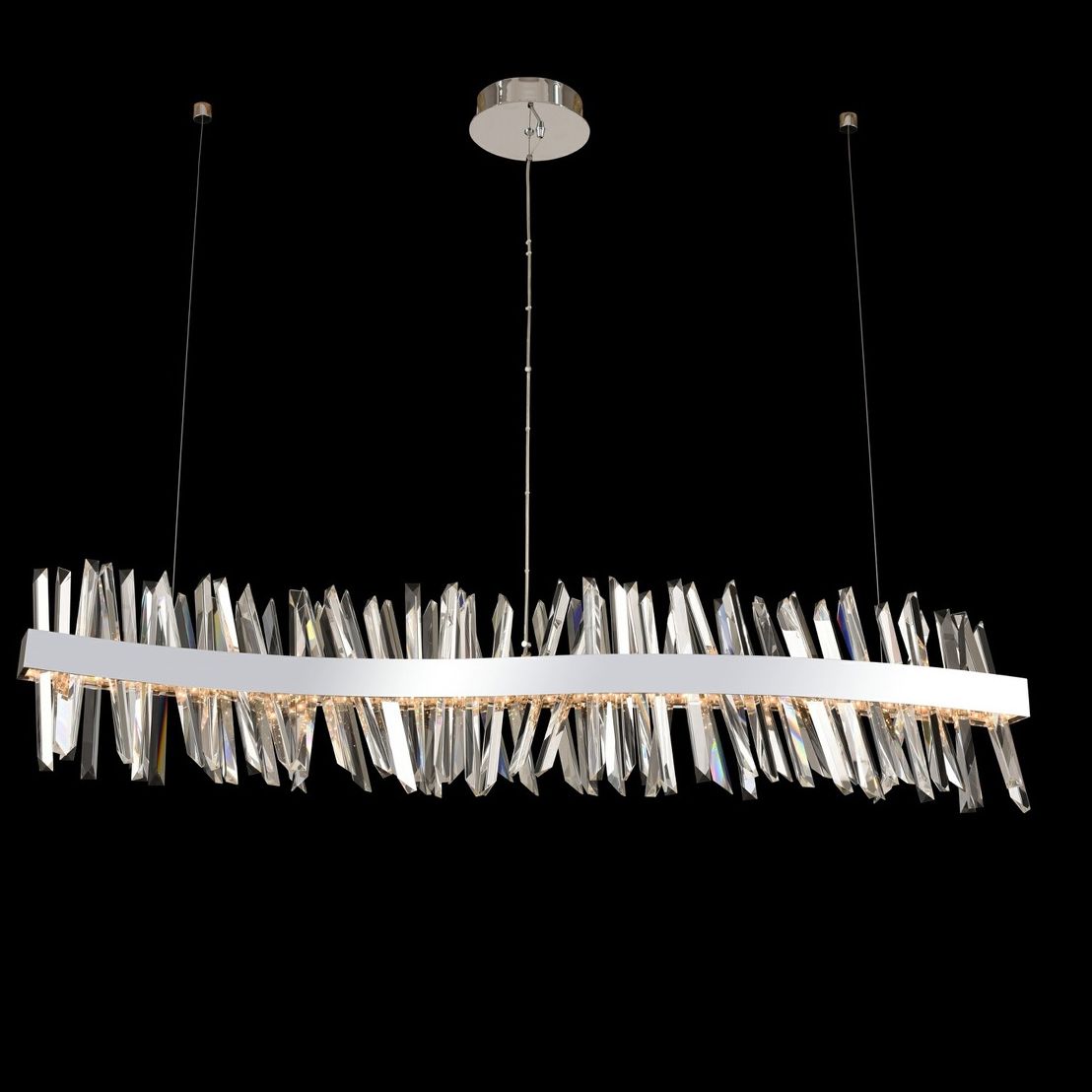 Glacier 60" Wide LED Chrome Crystal Wave Linear Pendant