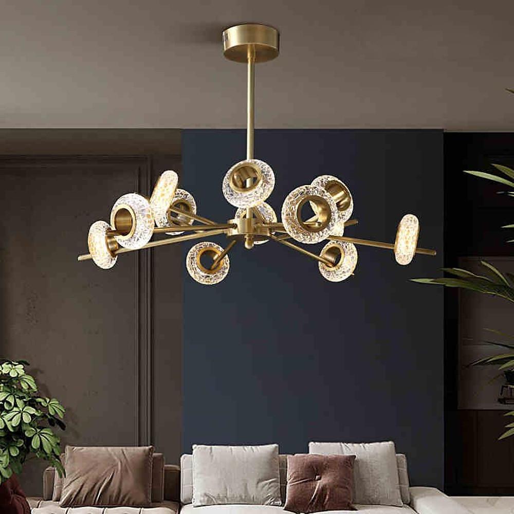 Unique Design Brass Chandelier Copper Glass Island