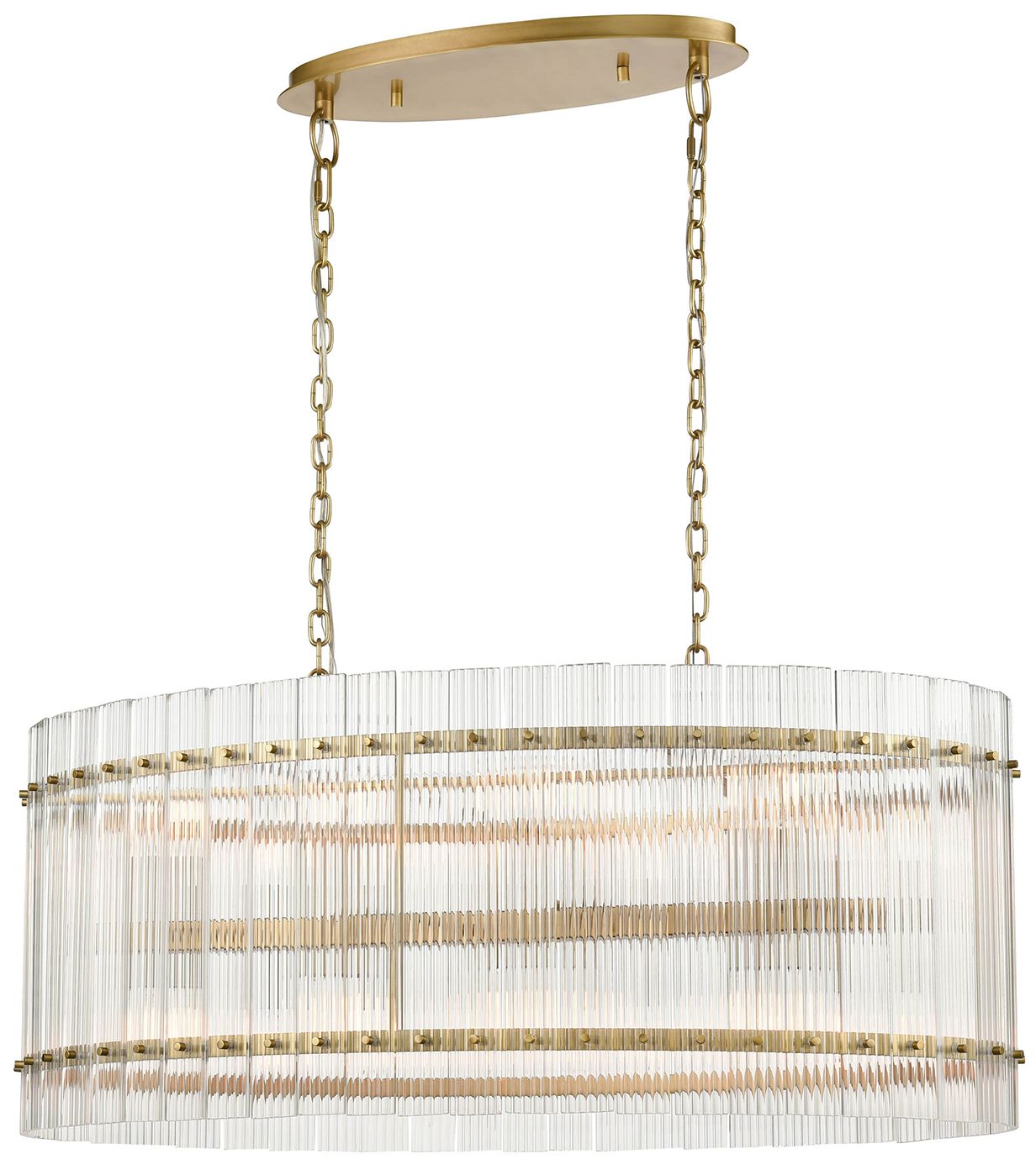 Allure 16-Light Fluted Glass Panel Aged Oval Chandelier
