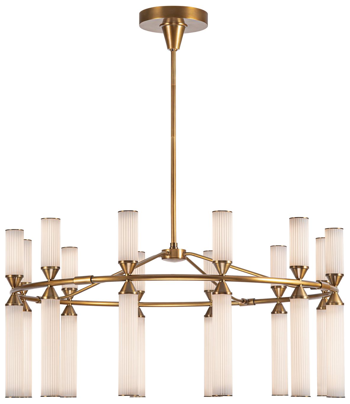 Alora Edwin LED 38-in Vintage Brass/Frosted Chandelier
