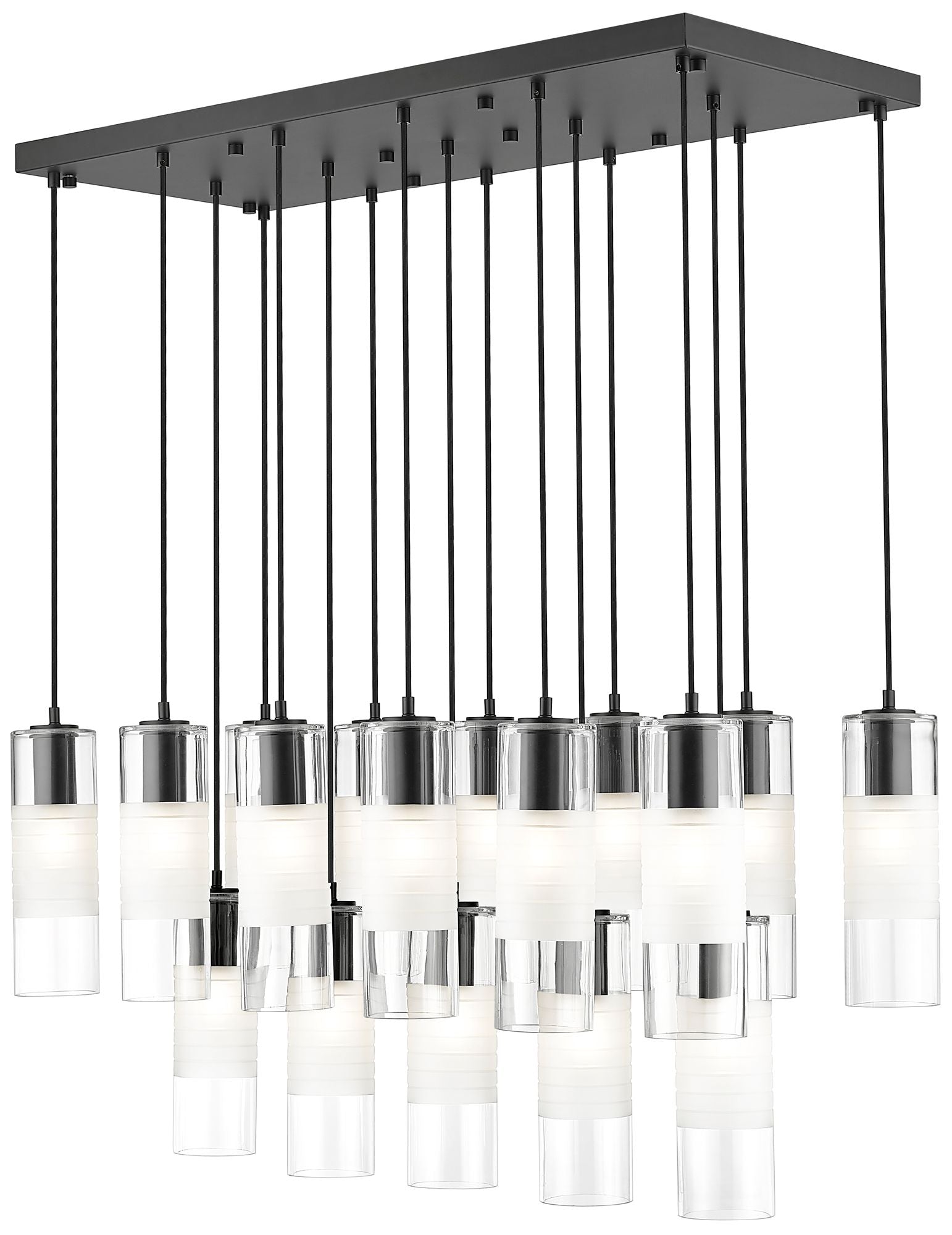 Alton Matte Black 17-Light Linear Chandelier