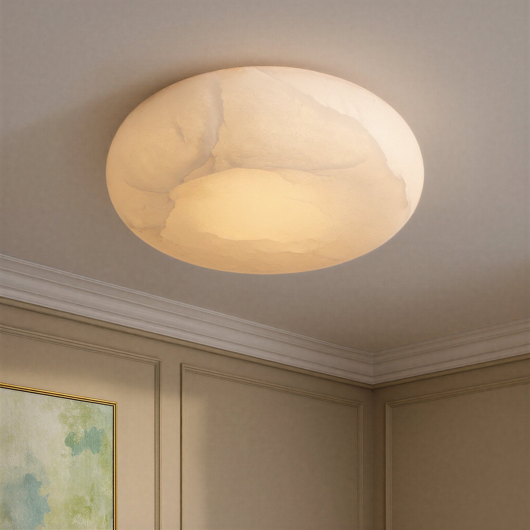 Acme 16-Inch Integrated LED Aged Brass Flush Mount Gold