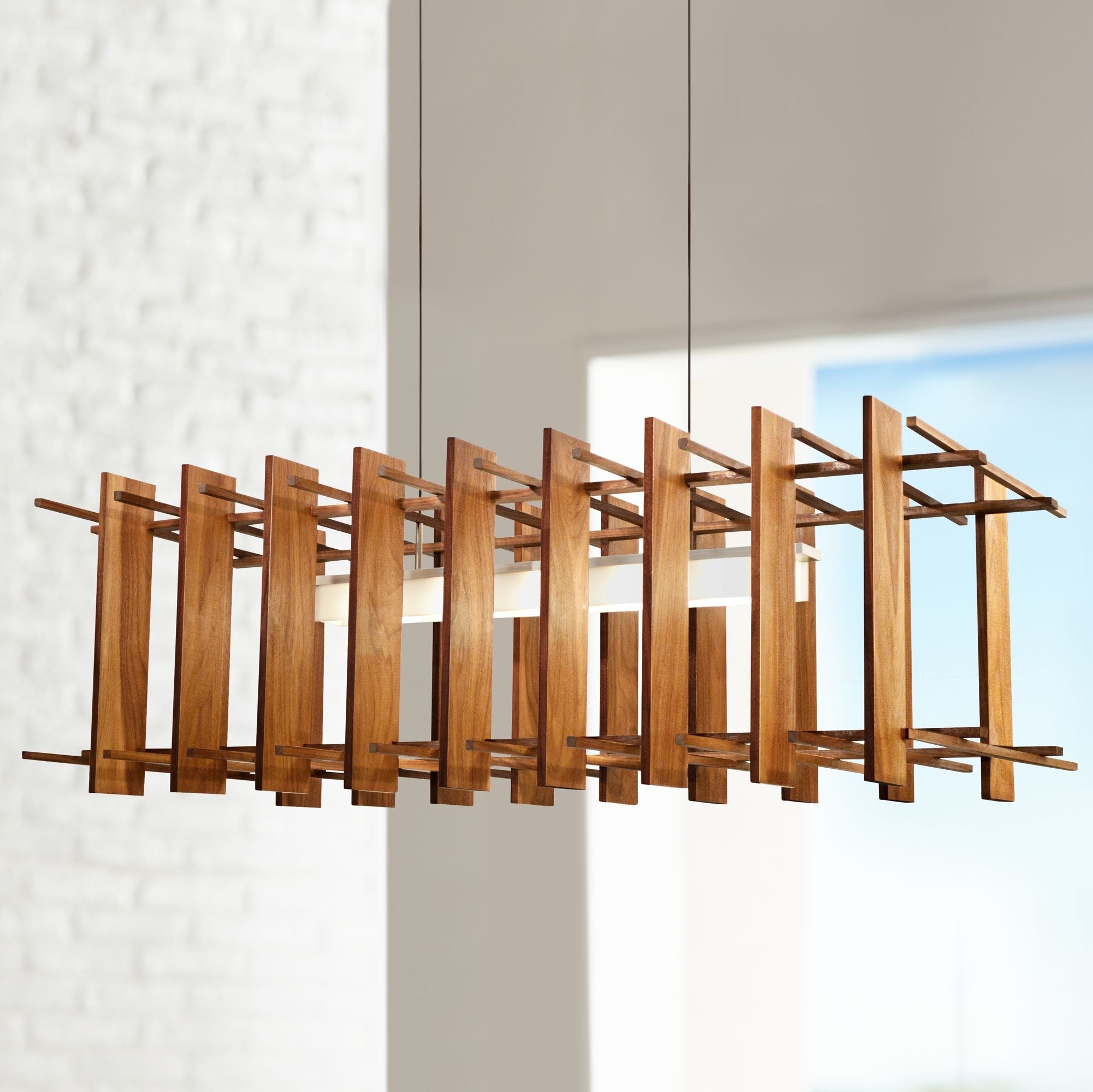 Arca 49" Wide Oiled Walnut LED Linear Pendant