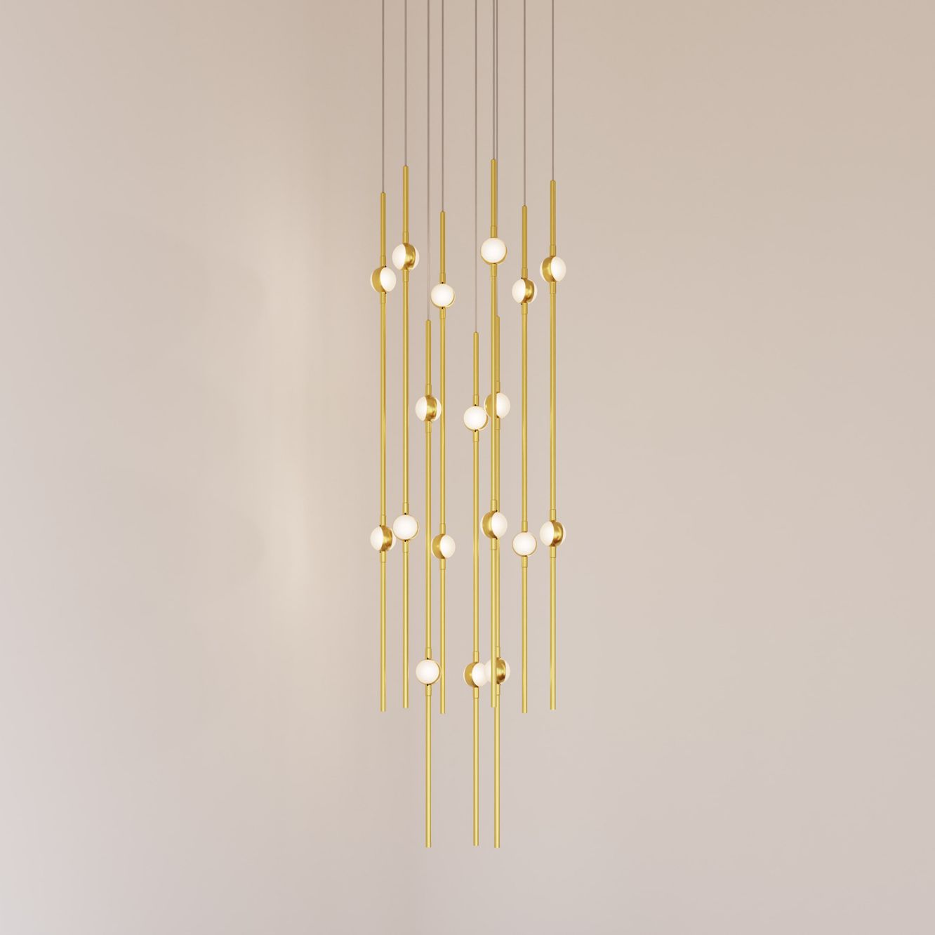 Aries 11.5"W Round Brass 3000K Long White Chandelier