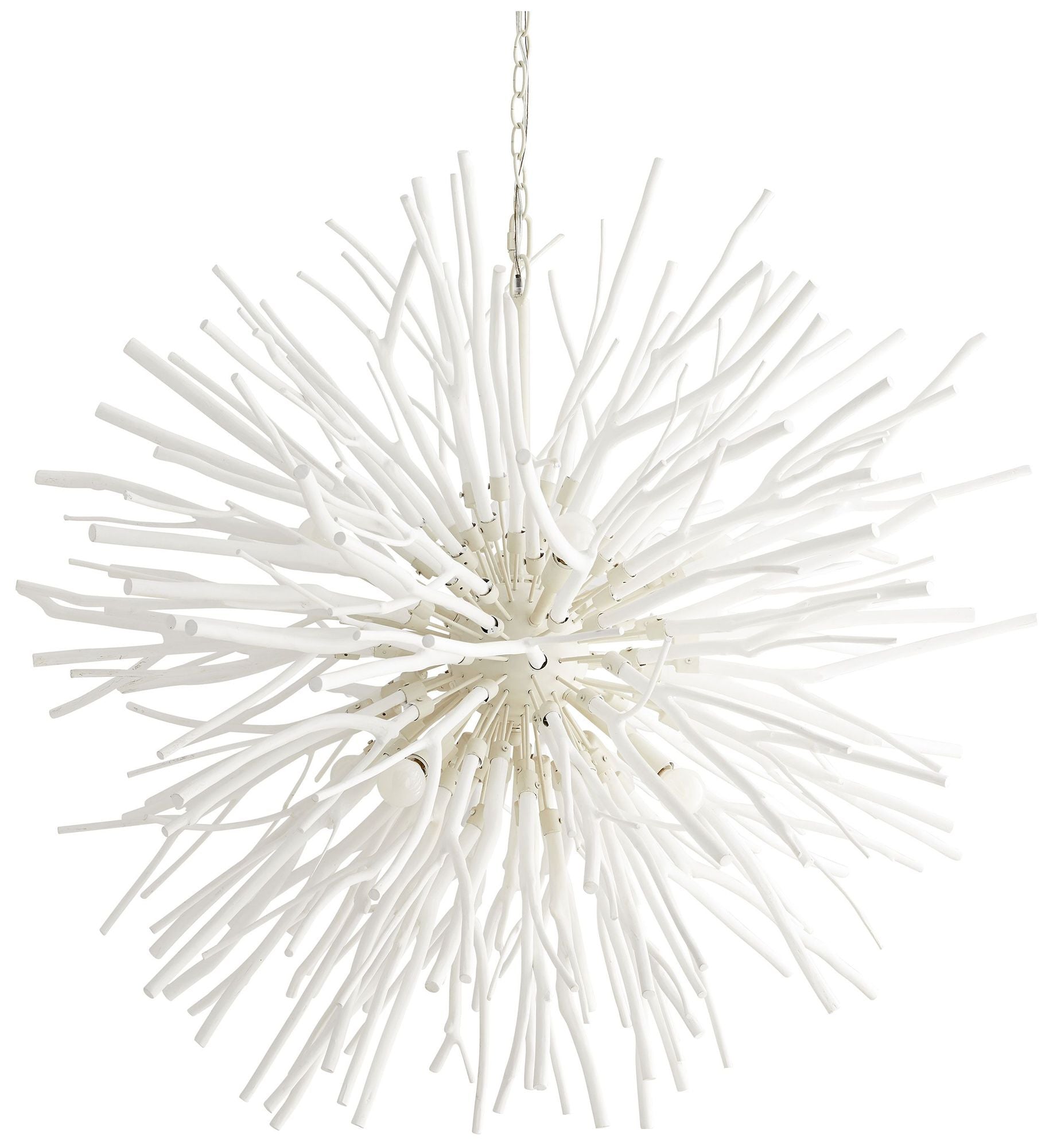 Finch Chandelier 43" Whitewash Stained Wood, White