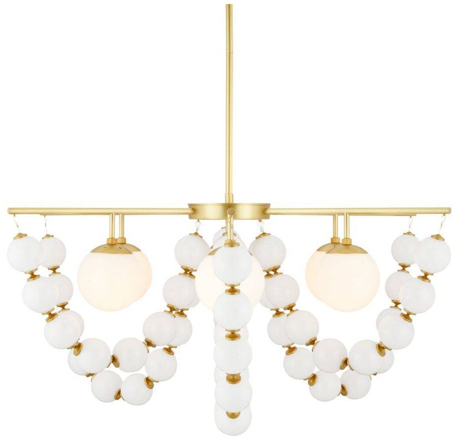 Genesis Chandelier 42" Opal Antique Brass