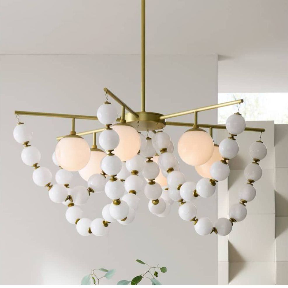 Genesis Chandelier 42" Opal Antique Brass