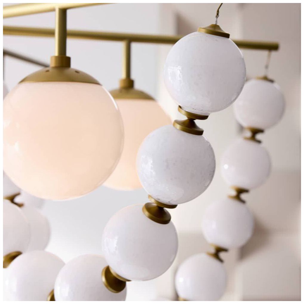 Genesis Chandelier 42" Opal Antique Brass